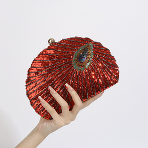Neu eingetroffene Damen-Abendtaschen, Retro-grüne Perlen-Handtaschen, Großhandel, Pochette Femme mit Perlenstickerei, Clutch-Tasche, Geldbörsen-Design - Product Image 6