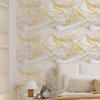 Papier contact marbre liquide doré, imperméable, pelable et auto-adhésif, autocollant mural marbre mat, autocollant mural en carbone, panneau mural en roche