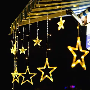 Ramadam Twinkle Star Moon LED Curtain Light Wall Hanging Window Fairy String Light