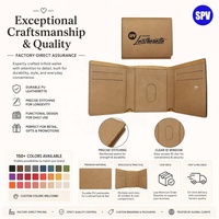 Lasergravierbare Kunstleder-Dreifachbrieftasche, Maßgefertigte Herren-Dreifach-Lederbrieftasche mit Druckknopf und Mehreren Kartenfächern