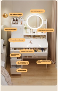 Coiffeuse et meuble de maquillage moderne pour chambre à coucher avec miroir éclairé et design à panneaux pour petit appartement, Nouveau modèle 2025 - Product Image 6