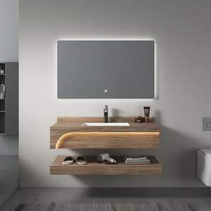 Salle de bain fournie en usine de luxe lumières LED lavabo Apportez un miroir rock board ardoise bassin - Product Image 5