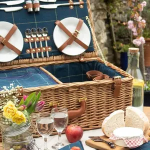 Fabrik Rattan Wicker hand gewebt isoliert mit Deckel griff Picknick korb Box Tragbarer Aufbewahrung skorb