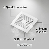 Ventilateur de cuisine carré en plastique de 10 pouces, ventilateur d'évacuation mural à faible bruit OEM avec connecteur de conduit 40W