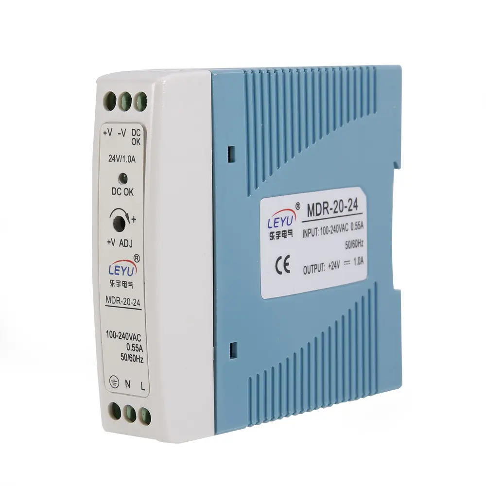 mini size power supply 110V 220V ac to dc 5V 12V 15V 24V 20W single output plastic case din rail power supply