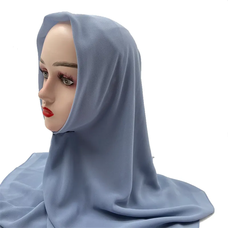 2022新色染めシフォンショールヘッドスカーフヒジャーブイスラム教徒女性用オーダーメイド