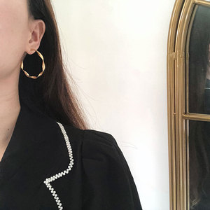 Wholesale Bulk 316L Stainless Steel 14k 18k Gold Plated Fine Jewelry Fashion Hoop Exaggerated Light Big <b>Large</b> Earrings for Women - Product Image 6