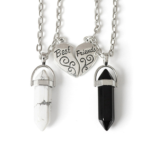 Gran oferta, mejores amigos, accesorios de corazón de plata neutra, joyería Punk, collar con Colgante de Piedra geométrica multicolor, regalos para mujeres - Product Image 1
