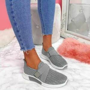Women's Skinny Shallow Mouth Fashion Solid Colour Casual Shoes Running Walking Women's Shoes Knitted Comfortable <strong>Ladies</strong> <strong>Trainers</strong> - Product Image 2