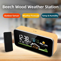 Thermomètre extérieur pour usage domestique, station météo sans fil en plastique, écran LCD, prévisions météorologiques, réveil, design moderne