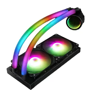 Casing kipas komputer RGB, casing pendingin Cpu cair Aio senyap 360MM dengan kepala pendingin lampu