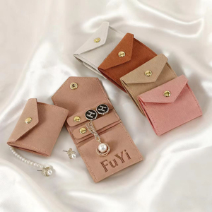 Custom Microfiber Luxury Jewelry Pouch Rectangle Velvet Jewelry <b>Boxes</b> Button Travel Organizer <b>Roll</b> for Storage Customizable Logo - Product Image 1