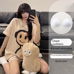 חלוק יוקרתי אלגנטי לנשים להגדיר סט אורך לילה קצר חליפות פיג 'מה סרוגים בד תחרה לקצץ קריקטורה חיה - Product Image 2