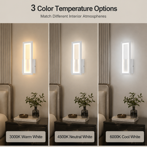 Applique murale LED moderne en acrylique pour intérieur, corps métallique, CCT sélectionnable, 15W, pour chambre, salon, couloir, projet hôtelier - Product Image 4