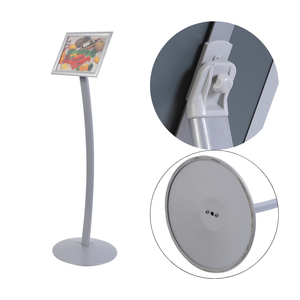 Exhibidor de Piso Curvo A4, Altura Fija, Poste de Aluminio, Base Redonda de Acero, Diseño Patentado - Product Image 4