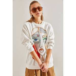 Sudadera Extra Grande para Mujer con Cuello Redondo y Estampado de Figuras, Tejido de Punto de 380 g/m², Estilo Transpirable - Product Image 5