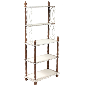 Espositore da parete in legno massello rustico Shabby Chic fatto a mano all'ingrosso scaffali portaoggetti a 5 strati decorativi per la casa - Product Image 2