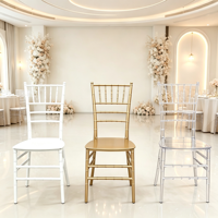 Chaise Chiavari empilable en plastique doré imperméable pour mariages, fêtes, fermes, salles, restaurants, hôtels - Vente en gros