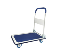 Chariot à main pliable en acier avec roues silencieuses en PU, plateforme antidérapante bleue, chariot de transport pliable facile à ranger pour le bureau et la maison