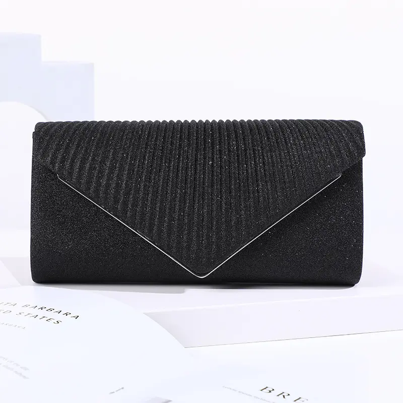 2023 New Bright Pattern Plissee Textur Lange Hardware Dekoration Streifen Frauen Abendessen Handtasche Umschlag Abend tasche