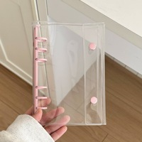 Agenda A6 transparent en PVC avec reliure colorée, pages à feuilles mobiles, couverture de journal personnalisable, double boucle à pression, cadeau