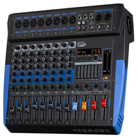 Console de table de mixage DJ 8/12/16 canaux avec effets DSP 256 et fonction d'annulation du bruit de l'alimentation fantôme et table de mixage