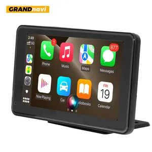 GRANDNAAVI 무선 카플레이 모니터 MP5 MP3 멀티미디어 플레이어 터치 스크린 휴대용 CE 범용 안드로이드 자동 카플레이 7 인치