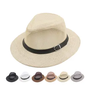 Оптовая продажа, летняя воздухопроницаемая соломенная фетровая шляпа с сетчатым ремешком