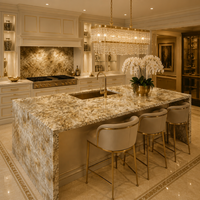 Dalle de pierre technique en quartz veiné doré 15-30 mm |   CE ISO Zéro Silice |   Aménagement intérieur commercial de lobby d'hôtel haut de gamme