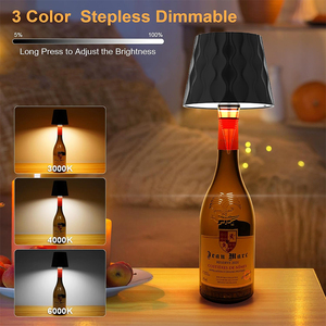 Lampe de table LED sans fil rechargeable pour bouteille de vin, 3 couleurs, intensité variable en continu, commande tactile, veilleuse pour chambre, bar, <span class=keywords><strong>restaurant</strong></span> - Product Image 2