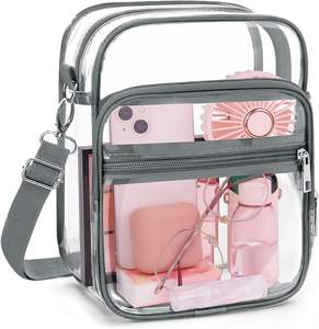 Lady-Approved Adjustable Shoulder Strap <b>Crossbody</b> <b>Bag</b> Fashionable Clear PVC Purse Zipper Stadium-Approved Clear Messenger <b>Bag</b> - Product Image 1