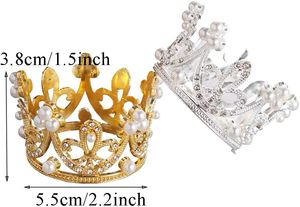 Baking <b>Cake</b> <b>Decoration</b> Pieces <b>Decoration</b> Manufacturers Wholesale Small Crown Heart Tiara Diamond-inlaid Alloy Gold Color - Product Image 2