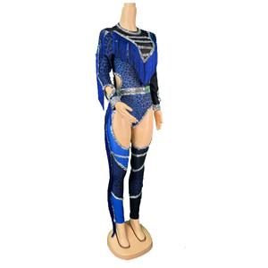 Combinaison de majorette HBCU personnalisée, vert néon, noir, argent, strass, imprimé léopard, franges en V, manches longues, découpes latérales, dos ouvert, pantalon long - Product Image 6