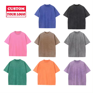 T-shirt personalizzate di alta qualità t-shirt lavate con acido 100% t-shirt da uomo oversize in cotone - Product Image 3