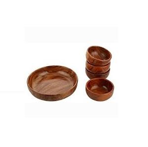 Bol de service en bois d'acacia poli de luxe antique - Design vintage écologique, imprimé sur mesure pour hôtel/restaurant et usage domestique - Product Image 4