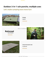 Imperméable portable 3-en-1 pour l'extérieur, en polyester 210T avec revêtement PU, imperméable à capuche, ponchos de randonnée et de camping pour hommes et femmes