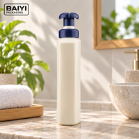 Bouteille pompe en PE de 700 ml, bleu crème, surface lisse, emballage plastique, soins personnels, impression couleur personnalisée pour gel douche