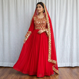 Afghan Handmade Traditional Embroidered Women's Salwar Kameez Rayon Vintage High Quality Breathable Plus Size <b>Tribal</b> Party Wear - Product Image 1
