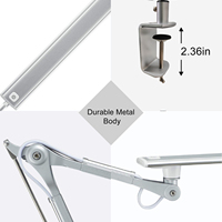 Lampe de bureau LED moderne, flexible, sans fil, en aluminium, pliable, à intensité variable, avec bras articulé, pince et commande tactile, pour le bureau et le dessin technique