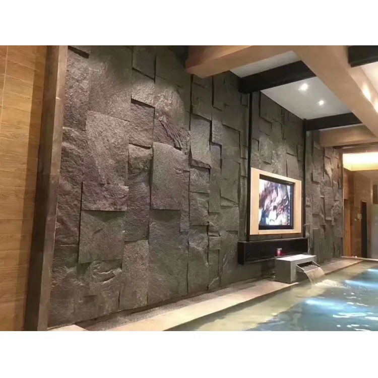 Đá Granite Màu Đen Và Xám Đá Tường Tự Nhiên Đá Granite Tự Nhiên Chia Đá Granite Ngoài Trời Ốp Trong Nhà Pool Lobby