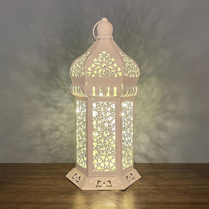Lanterne LED dorée islamique faite à la main, décoration de fête du Ramadan Eid Mubarak, porte-bougie en acier, pots uniques - Product Image 4