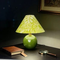 Lampe de chevet en céramique de style pastoral chinois vintage, décoration créative rétro verte pour la maison, veilleuse