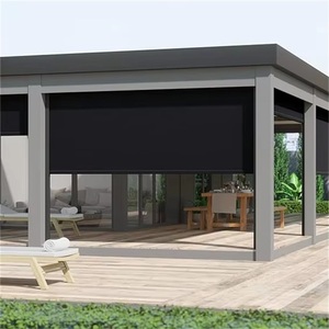 Stores enrouleurs extérieurs en tissu pare-soleil résistant à la décoloration, prix usine, avec fermeture éclair, pare-vent et imperméables pour <span class=keywords><strong>garage</strong></span> et restaurant - Product Image 3