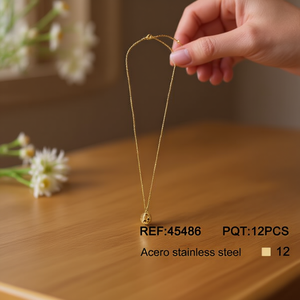 Collier en acier inoxydable, chaîne dorée, pendentif, ensemble de bijoux fins pour femmes, 12 pièces, Acero 45486 - Product Image 3