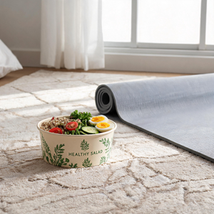 Envase desechable de papel kraft de calidad alimentaria para ensaladas, arroz y otros alimentos, ideal para almuerzos saludables en oficinas, comedores escolares y cafeterías. - Product Image 2