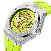 Montre automatique Onola 3824, montre de haute qualité, squelette mécanique, étanche, bracelet en caoutchouc, grande montre pour homme