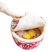 Lit pour chat en forme de nouilles ramen, mignon, solide, écologique, super doux, nid créatif pour animaux de compagnie, fausse fourrure, microfibre, coussin amovible et lavable, pour intérieur