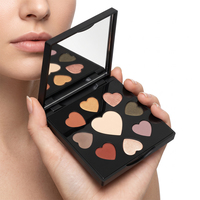 Palette de fards à paupières portable en forme de cœur avec miroir pour trousse de maquillage, emballage personnalisé en plastique AB, logo personnalisé