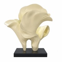 Sculpture abstraite en résine crème ivoire, aérographe, durable, pour commande en gros, décoration commerciale pour hall d'hôtel