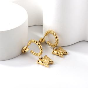 Pendientes de Aro de Acero Inoxidable con Forma de Corazón y Ángel, Chapados en Oro de 18K, para Mujer, Gran Venta - Product Image 6